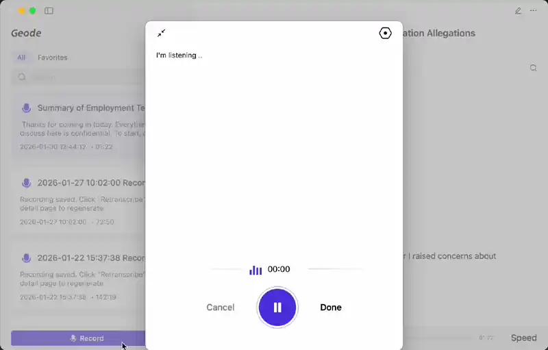 on-device meeting notes for legal professionals