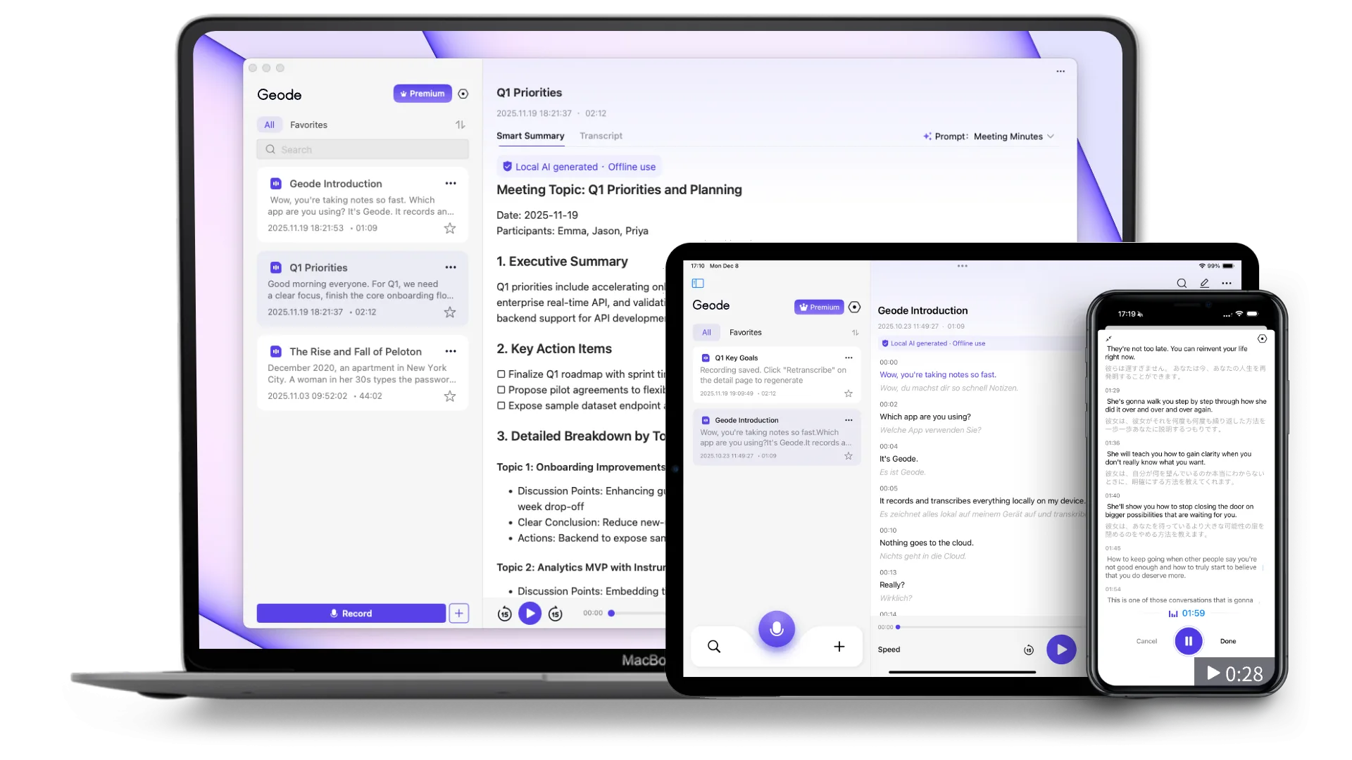 interview transcription and summary
