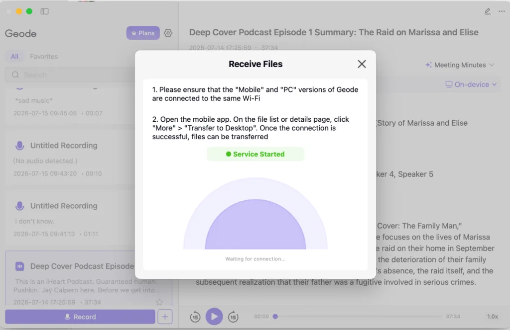 transfer the file directly from mobile to desktop